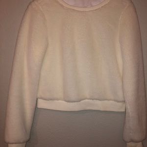 White fuzzy cropped top from Holister